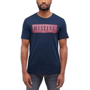 MUSTANG Heren T-shirt Austin - Regular Fit S-3XL Wit Zwart Katoen, Carbon 4135, XL