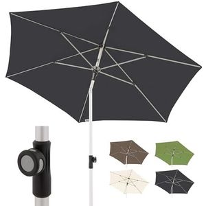 Doppler parasol rond Ø 220 cm in anthracite I Opvouwbare tuinparasol I Parasol met UV-bescherming 80+ I Aluminium parasol I Luifel van regenbestendig polyester