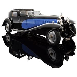 Bauer Exclusive Bugatti Royale Coupé De Ville 1930: origineel, hoogwaardig modelauto 1: 18, met deuren en motorkap om te openen, kant-en-klaar model, zwart-blauw (3293-J4)