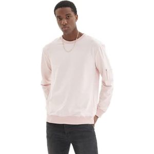 Trendyol Heren ronde hals effen kleur normaal sweatshirt, roze, S, roze, S
