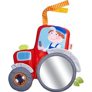 HABA 305407 Speelkussen, tractor, zacht speelgoed voor babyschaal, kinderwagen en kinderbed met speelelementen voor alle zintuigen, babyspeelgoed vanaf 6 maanden