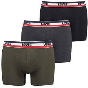 Levi's Sportswear Herenboxershorts, met logo, verpakking van 3 stuks, Kaki, S