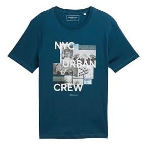 TOM TAILOR DENIM - Shirt - Grijs - Motiefprint - Kwartmouw