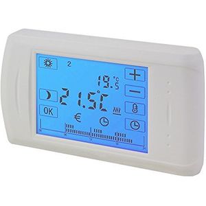 Poly Pool PP1468 digitale thermostaat met touchscreen, voor verwarming en airconditioning, werkt op batterijen, wit