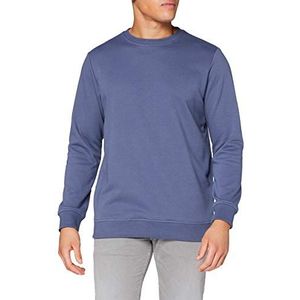 Urban Classics Heren sweatshirt Basic Terry Crew Sweater, effen trui voor mannen in vele kleuren, maten S - 5XL, zwart, S