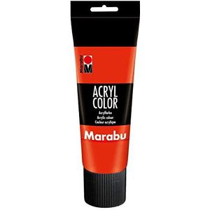Marabu 12010025006 - Acryl Color vermiljoenrood 225 ml, romige acrylverf op waterbasis, sneldrogend, lichtecht, waterbestendig, voor het aanbrengen met kwast en spons op canvas, papier en hout