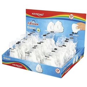 KEYROAD Gum EXRASER/gum voor potlood en kleurpotlood, 24 stuks, verpakt in display, mix van kleuren, ideaal voor school en kantoor