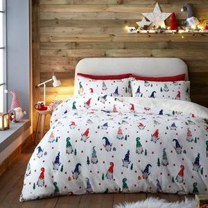 Fusion - Teddy Fleece Kerst Dekbedovertrek - King Bedding Size (230 x 220cm) - Kerst Gonk Dekbed - Xmas Gonks Beddengoed - Kerst Fleece Dekbedovertrek - Gonk Gifts - Kerst Gnomes Dekbed