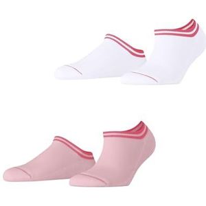 ESPRIT Dames Korte sokken Base Stripe Multipack W Sn katoen kort gedessineerd 2 paar, Veelkleurig Pink White 0020, 39-42