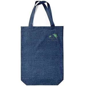 Green Fish Denim bedrukte boodschappentas, herbruikbaar, jeanstas, machinewasbaar, opvouwbaar, stoffen tas met twee lange hengsels, 22 x 26 cm, multicolor, Eén maat, hedendaags