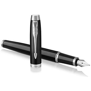 Parker IM-vulpen, navulinktpatroon met blauwe inkt (1931651) Veersterkte F Federstärke F Black Lacquer Chrome Trim