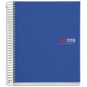 Basicos MR 42005 notitieblok – 8 kleuren, A5, 200 vel geruit papier, polypropyleen deksel, blauw