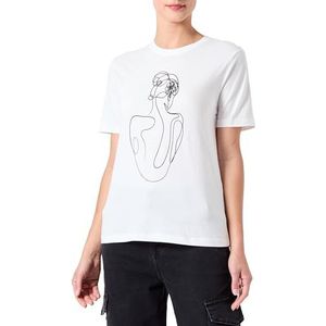 Visybil Woman S/S T-shirt, Sneeuwwit/print: flower Face Black Beauty, XL
