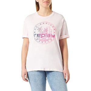 Replay Dames W3232 T-Shirt, 664 Light Rose, L, 664 lichtroze, L