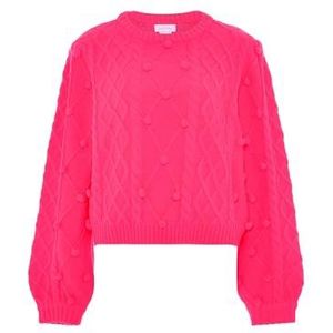 Blonda Dames trendy trui van gebreid zaklinnen met ronde hals roze maat XS/S, roze, XS
