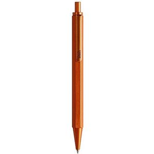 Rhodia 9388C – balpen, navulbaar, zeskant, schacht van geborsteld aluminium, oranje, hoge precisie 0,7 mm, zwarte inkt.