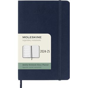 Moleskine 18 Monate Wochen Notizkalender 2024/2025, Pocket/A6, 1 Wo = 1 Seite, rechts linierte Seite, Weicher Einband, Saphir