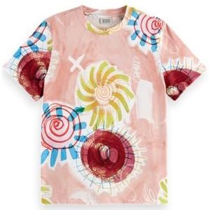 Scotch & Soda All Over Printed Regular Fit T-shirt voor dames, Abstract Sun Pink, S