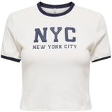 Onlvikka S/S Rib O-Neck Short Top Cs JRS, wit (bright white), XS