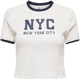 Onlvikka S/S Rib O-Neck Short Top Cs JRS, wit (bright white), XS