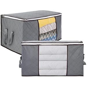 Dekbedovertrek Opbergtas 2 Pack, Grote Capaciteit Opbergtassen met Rits, Kledingzak Organizer met Versterkte Handvat Dikke Stof voor Dekens, Dekens, Beddengoed, Opvouwbaar met Stevige Ritssluiting, Helder Venster