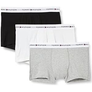 Tommy Hilfiger Heren Trunk Signature Boxer Shorts 3 Pack, Grijs Hei/Zwart/Wit, XXL