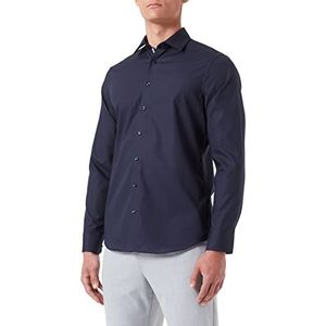 Seidensticker Men's Shaped Fit Shirt met lange mouwen, blauw, 40, blauw, 40