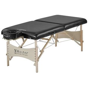 Master Massage Balboa Mobiel massagebed, 71 cm, inklapbaar, massagebed, massagebank, cosmetica-ligstoel, draagbare beauty-bedtafel, natuurlijke houten poten, draagtas, zwart, glans