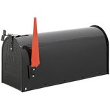 ARREGUI USA Mail USA/N Amerikaanse brievenbus van verzinkt staal, de ""US mailbox"" klassieker met rode vlag, US brievenbus voor buiten, maat L (tijdschriften C4 enveloppen) zwart