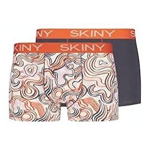 Skiny Heren Trunks 2 Pack Cotton Multipack, Egret Swirl Selection, S