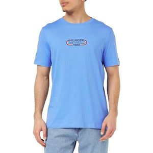 Tommy Hilfiger Heren Hilfiger Track Graphic Tee S/S T-shirts, blauw, 3XL, Blauwe spreuk, 3XL grote maten tall