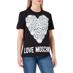 Love Moschino Dames met Maxi Lace Heart en Logo Print T-Shirt