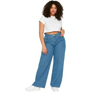 Trendyol Vrouwen Hoge Taille Skinny Fit Plus Size Jeans, Lichtblauw, 68 grote maten