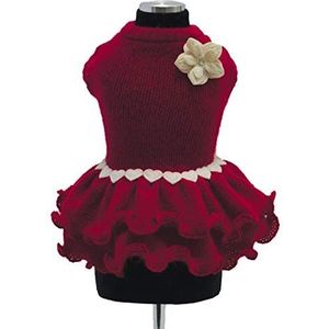 Trilly Tutti Brilli jurk van wol met speldje, bloemendesign, rood, 1 product