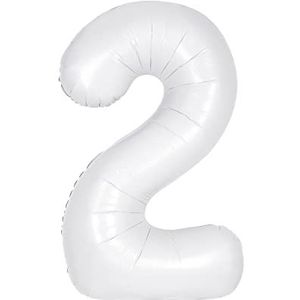 Unique Party 13962 Gigantische folieballon cijfer 2 - 86 cm - mat wit