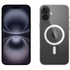 Apple iPhone 16 Plus (256 GB) - Zwart + Doorzichtig hoesje met MagSafe