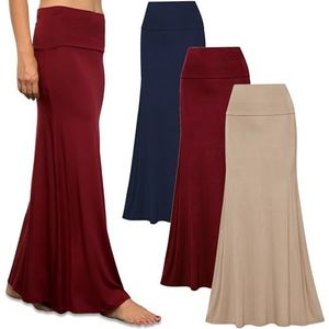 Free to Live Rokken voor vrouwen, 3-pack, voor de herfst, soepelvallende maxi-rok, chic en casual voor op het werk, zachte omgeslagen hoge taille, L