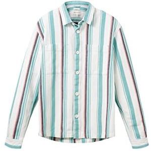 TOM TAILOR Denim Overhemd met strepen voor heren, relaxed fit, 31859 - Turquoise Multicol Big Stripe, S