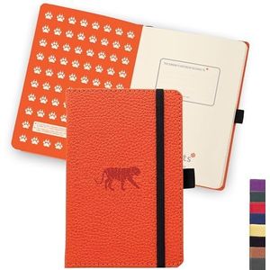 Dingbats - Wildlife Notitieboek, Oranje Tijger, A6 - Hardcover Notitieboek - PU leer - Geperforeerd, crème 100gsm Inktvrij Papier