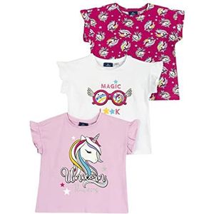 Chicco T-shirt met korte mouwen van katoen, T-shirts Meisjes, Roze, 3 jaar (pakket van 3)