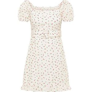 myMo Dames mini-jurk met korte mouwen Esha, wit, M