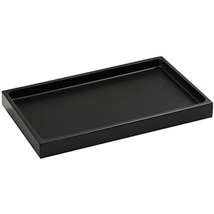 Luxspire Vanity Tray, Resin Jewelry Dish Organizer Ring Holder Display Bathroom Sink Dresser Home Decor Bowl for Tissues, Candles, Soap, Perfume, Cosmetic, Trinket Tray - Medium, Black