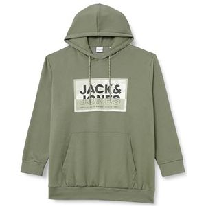 JACK & JONES JCOLOGAN SS24 Print Sweat Hood PLS, agave green, 5XL