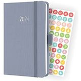 SIGEL J4406 weekkalender Jolie 2024, ca. A6, zacht paars, hardcover met textielband, elastiek, penlus, insteekzak, 174 pagina's, FSC-gecertificeerd, afsprakenplanner