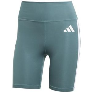 adidas Dames Optime Essentials 3Stripes Short Leggings, preloved teal/white, L 5 inch