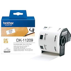 Brother DK11209 voorgesneden kleine adreslabels (thermisch papier) 800 witte etiketten 29 x 62 mm voor QL-labelprinters