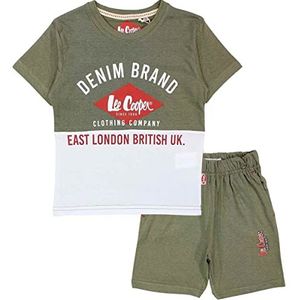 Lee Cooper Shorts-T-shirt-set, Kaki, 10 Jaar