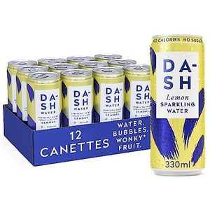 DASH WATER citroen - 12 x spuitwater met citroensmaak - geen suiker, geen zoetstof, geen calorieën - verrijkt met opvallende vruchten (12 x 330 ml blikjes)