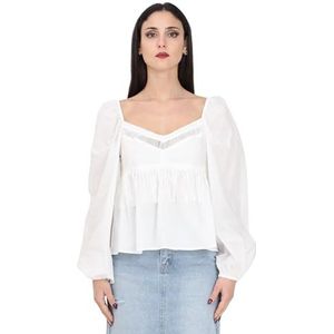 Pinko Eeuwige mousseline-blouse met franjes, Z05_wit-sneeuwwit, 34 NL