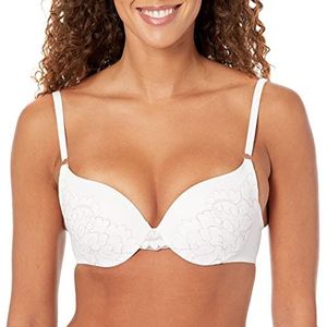 Maidenform Dames Underwire Demi, Beste, Smoothing Lace-Trim BH met Push-up Cups, Wit/Rose Gold, 40C, Wit/Rose Goud, 90C